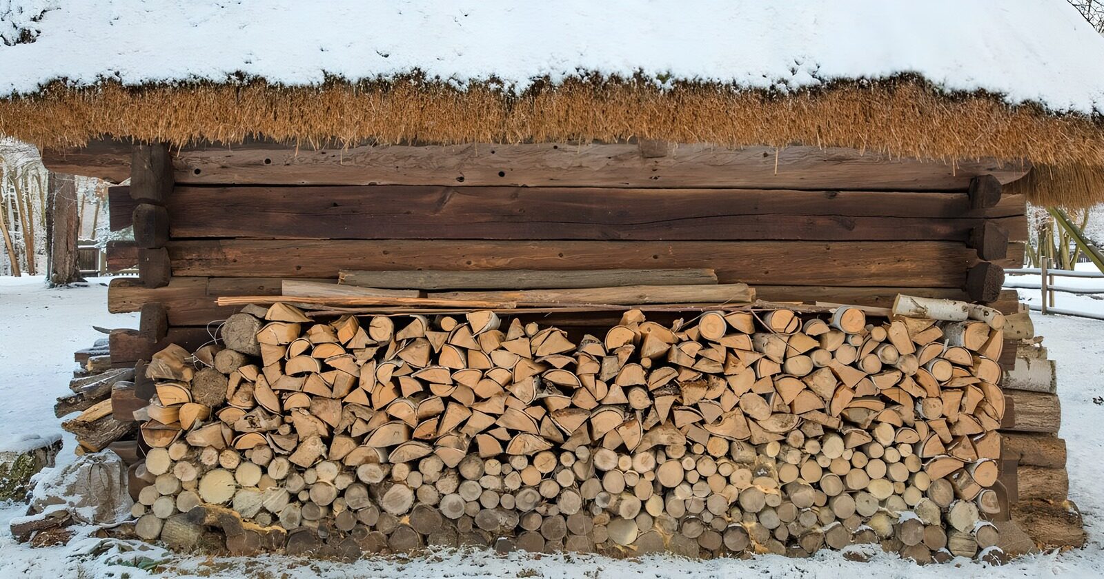 OCCOM4474485: Cozy Log Storage Shed in Winter