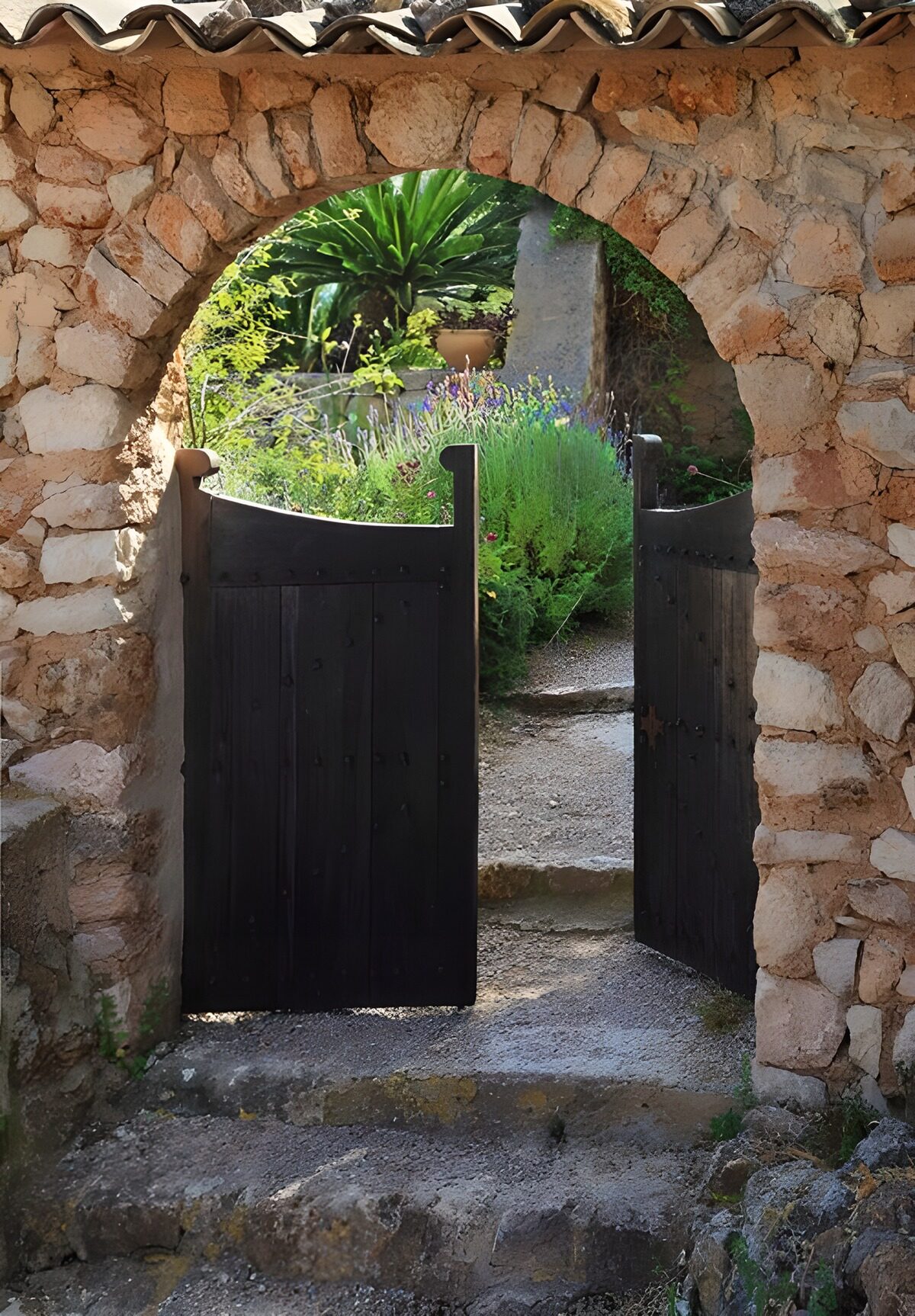 Enchanted Stone Archway with Garden