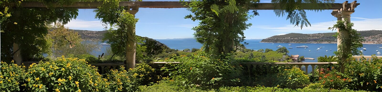 OCCOM1304988: Scenic Coastal View from a Garden Terrace