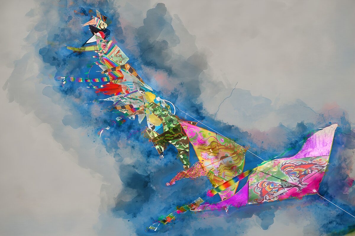 Colorful Kites in Mid-Flight