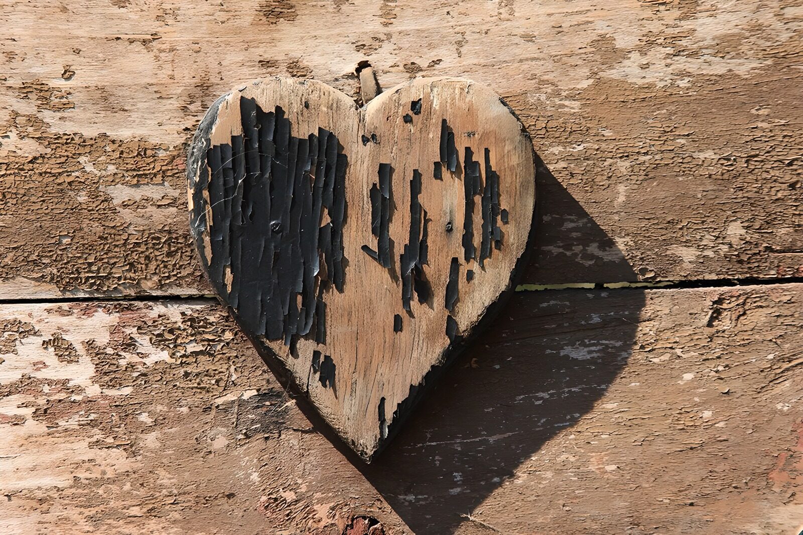 OCCOM2663288: Weathered Heart on Wooden Background