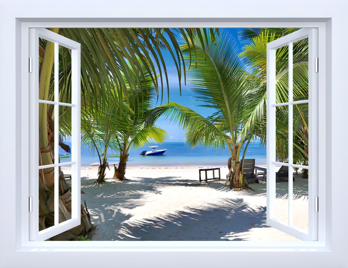 Tropical Paradise View from a Window