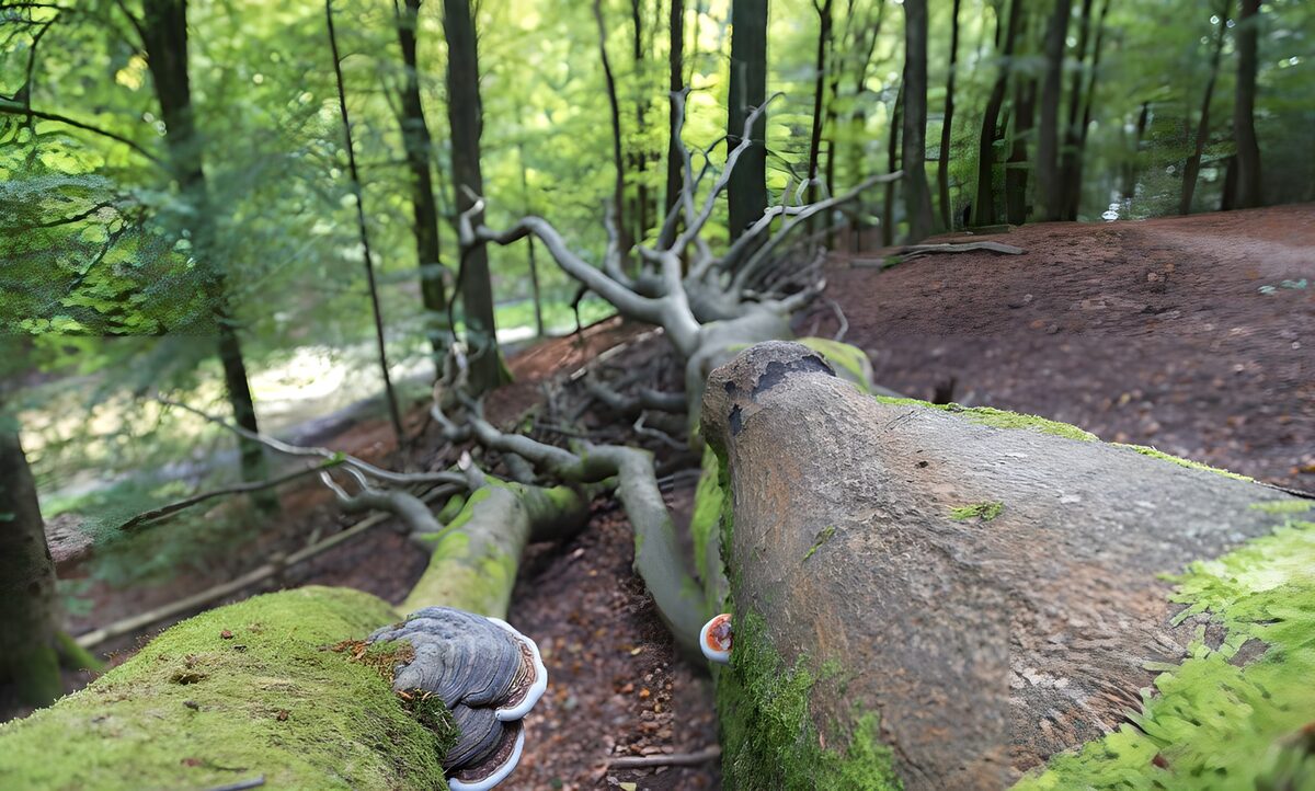 Tranquil Forest Scene with Fallen Trees