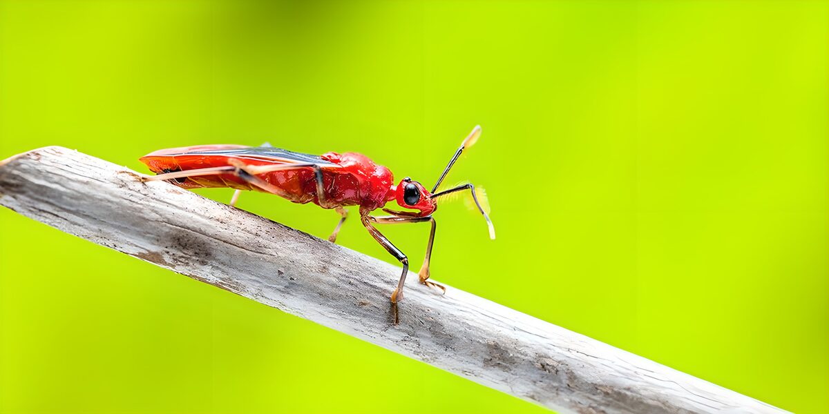 Vibrant Red Insect on a Branch