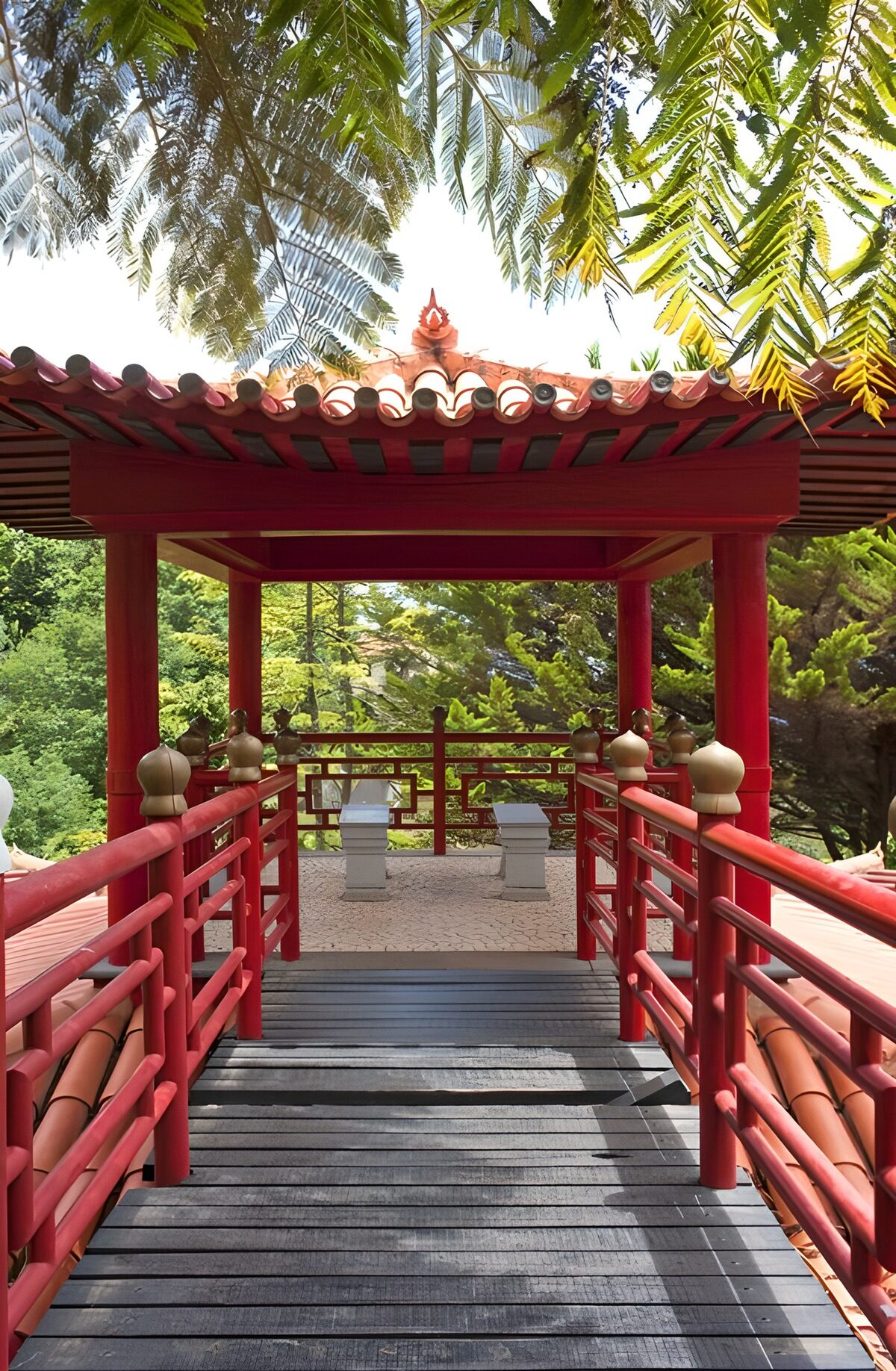 OCCOM7310378: Serene Red Pavilion in Nature