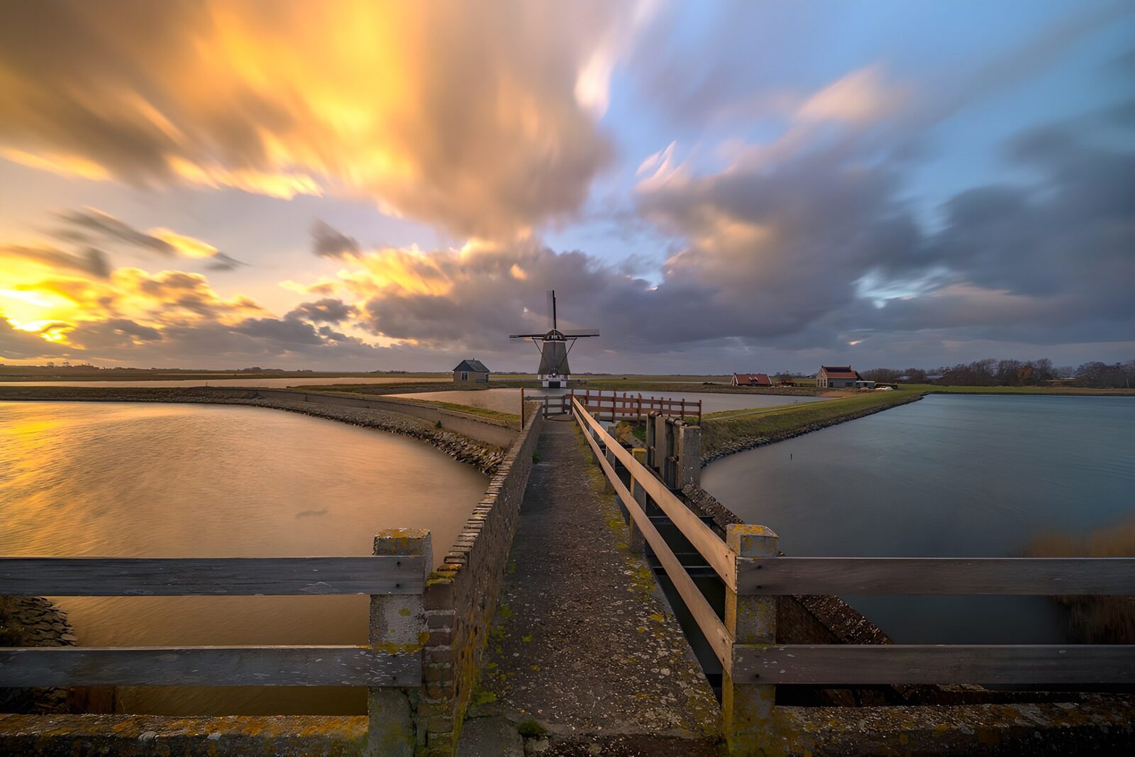 OCCOM4571523: Sunset Over Dutch Windmill Landscape