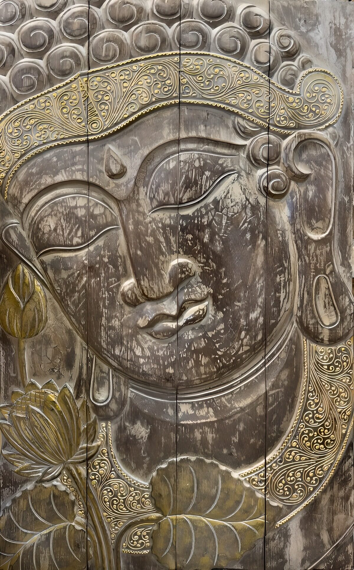 Serene Buddha Wood Carving