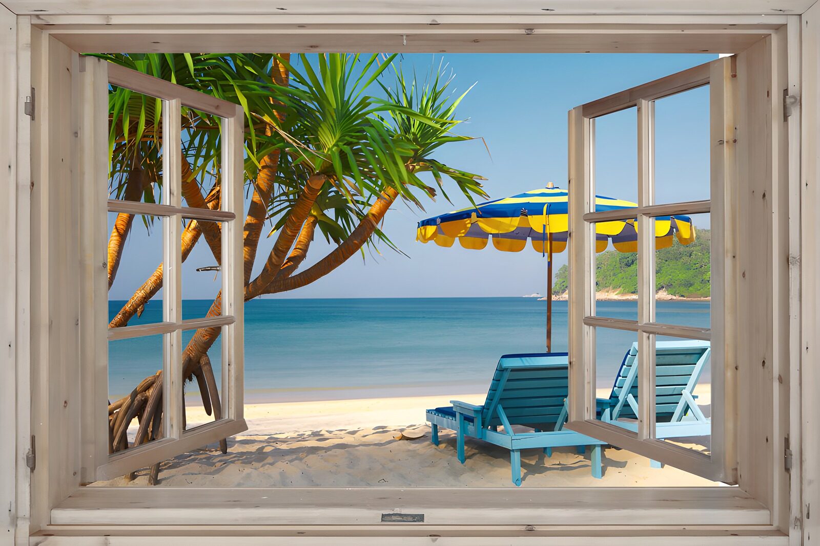 OCCOM4954605: Beach Views Through a Rustic Window