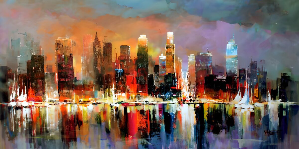 Vibrant Cityscape at Dusk