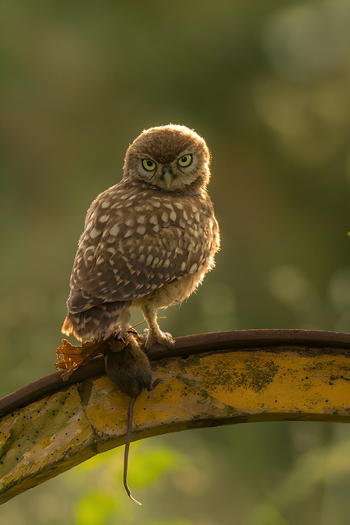 OCCOM3821796: Watchful Owl on a Golden Perch