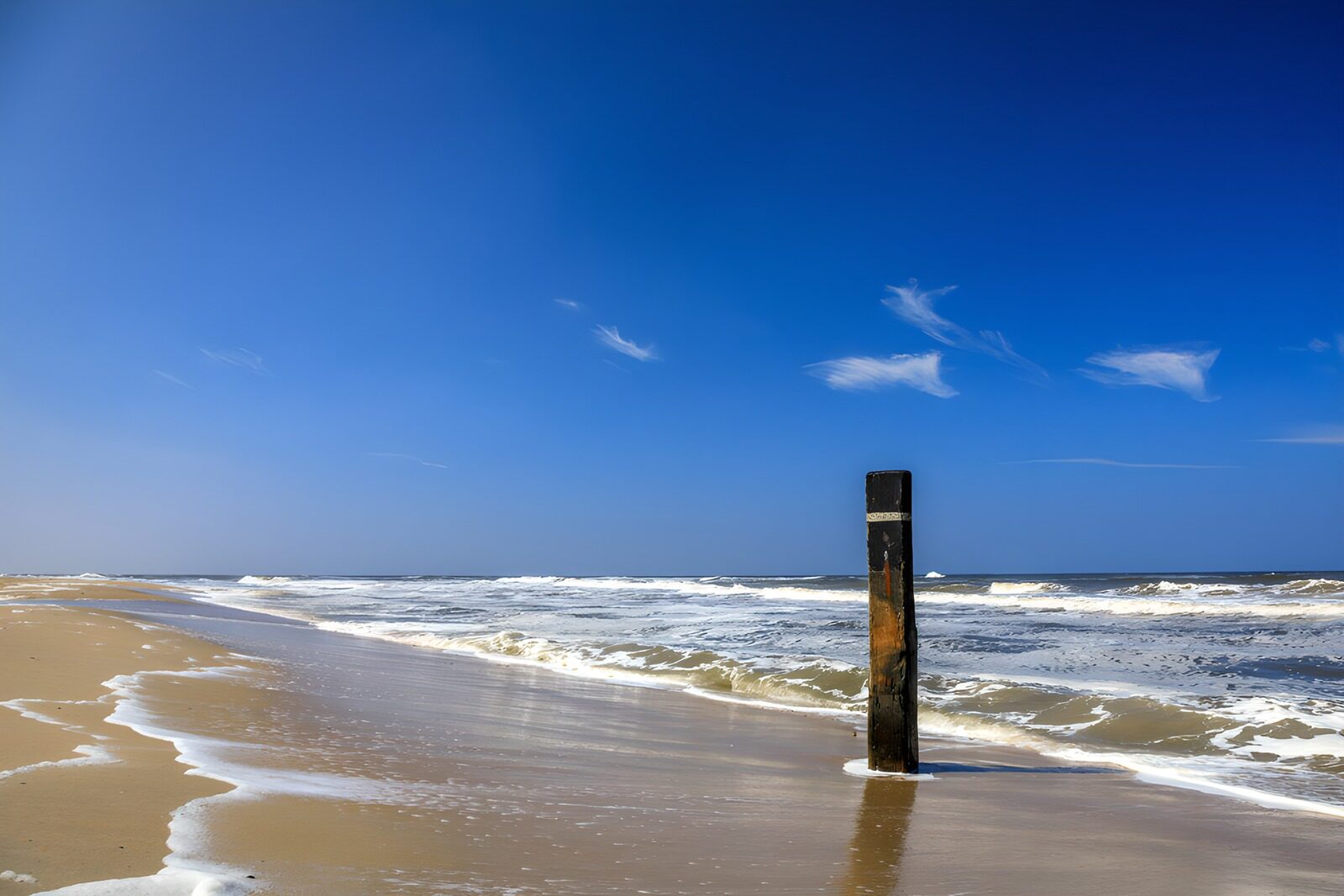 OCCOM8716423: Serene Beach with a Wood Post