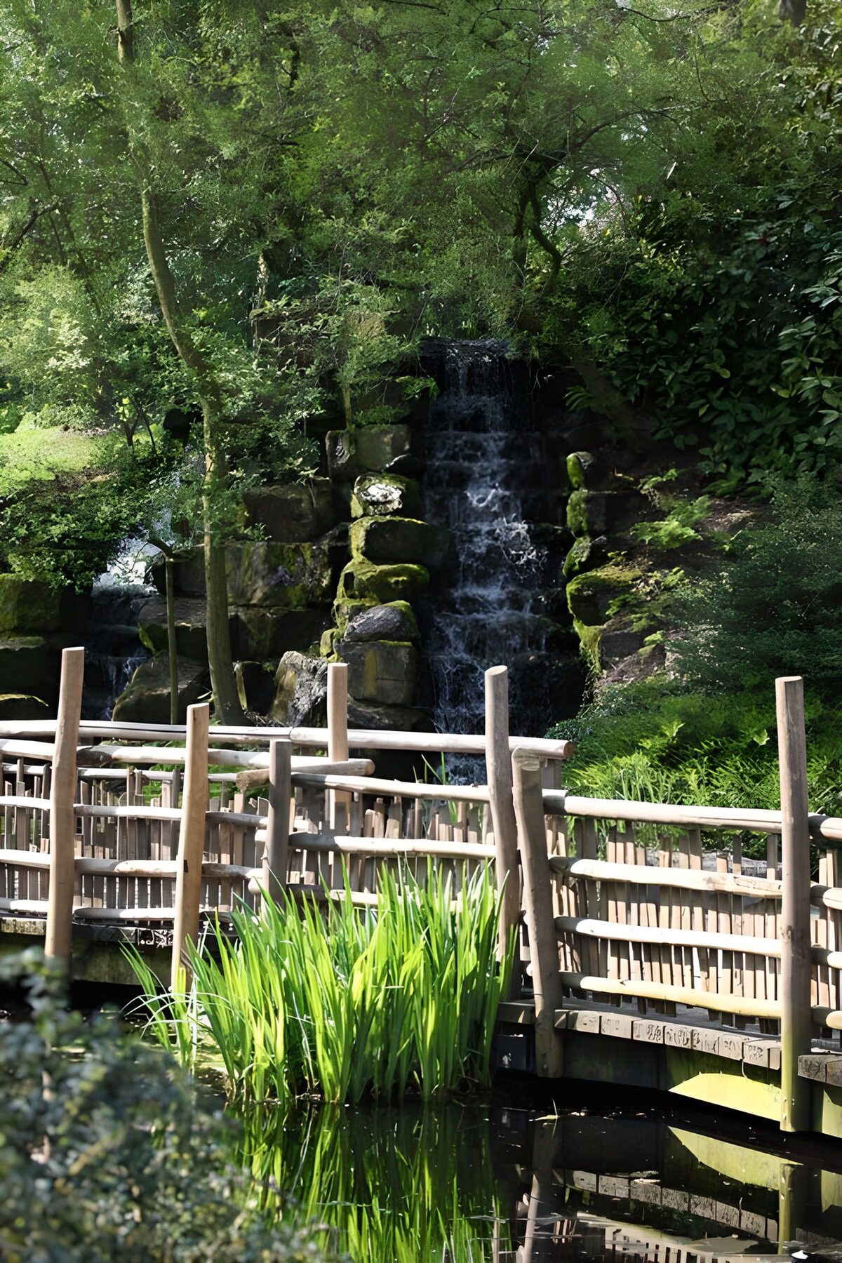 Serene Garden Waterfall Path