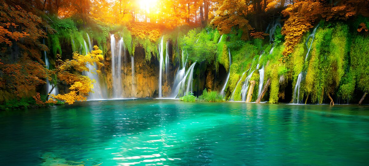 Majestic Waterfalls in Autumn Glow