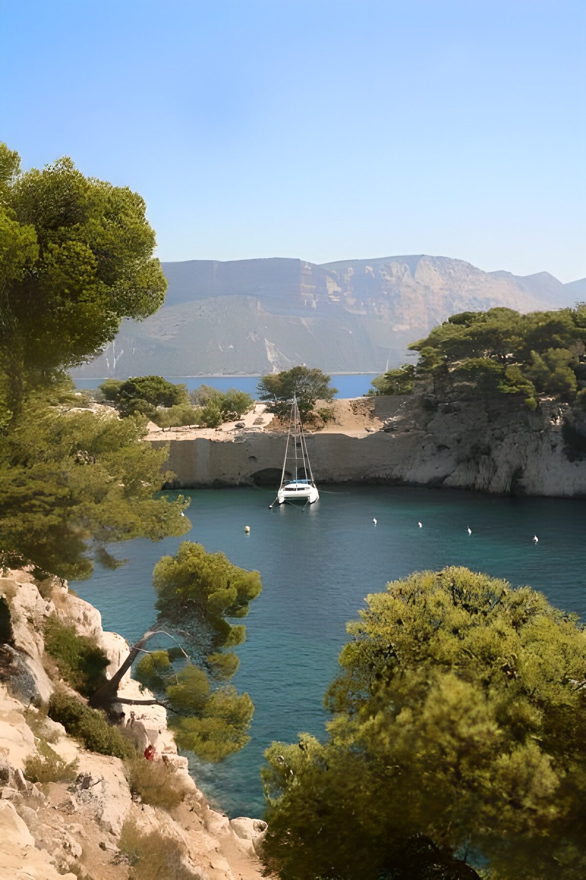 Tranquil Cove with Sailboat