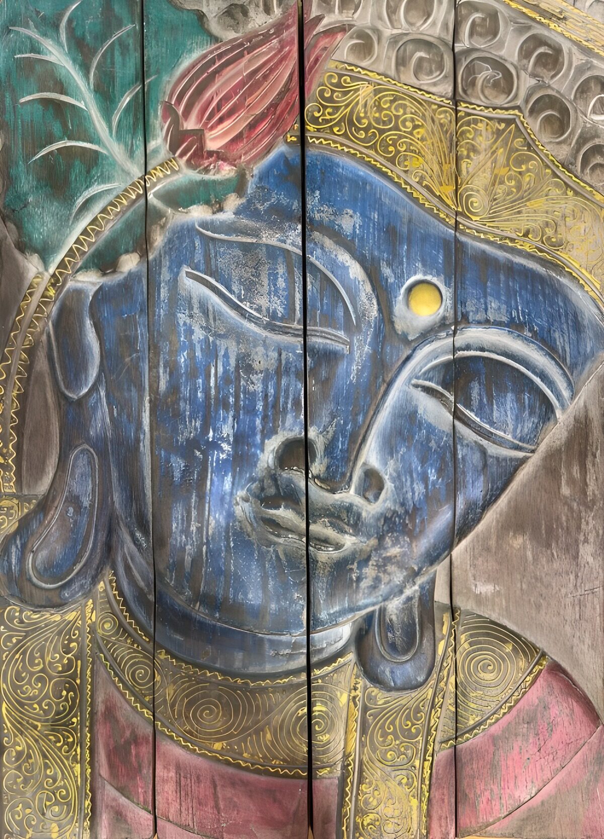 OCCOM2579997: Serene Blue Deity on Wood