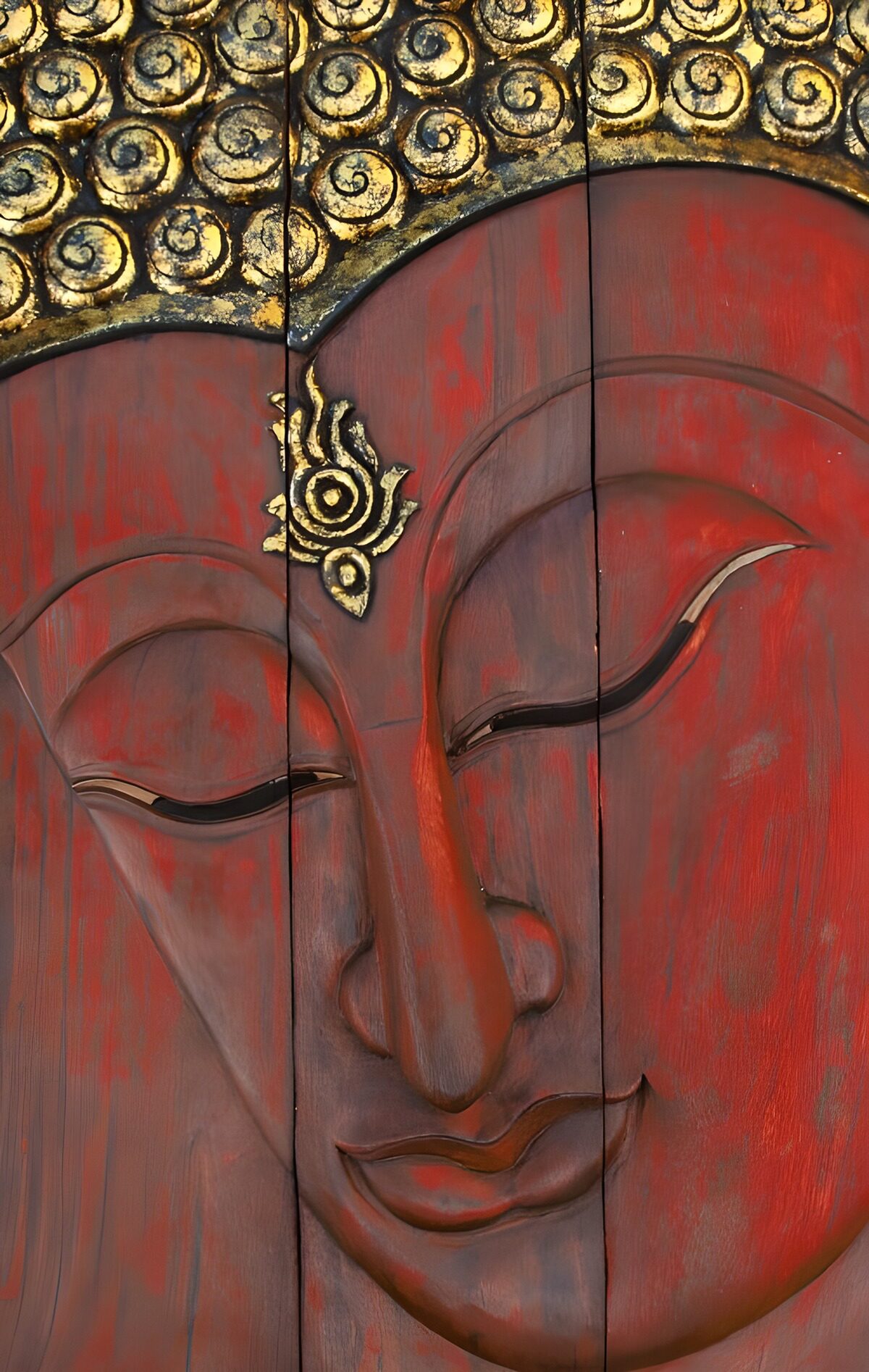 OCCOM3511736: Serene Buddha Face in Wooden Art