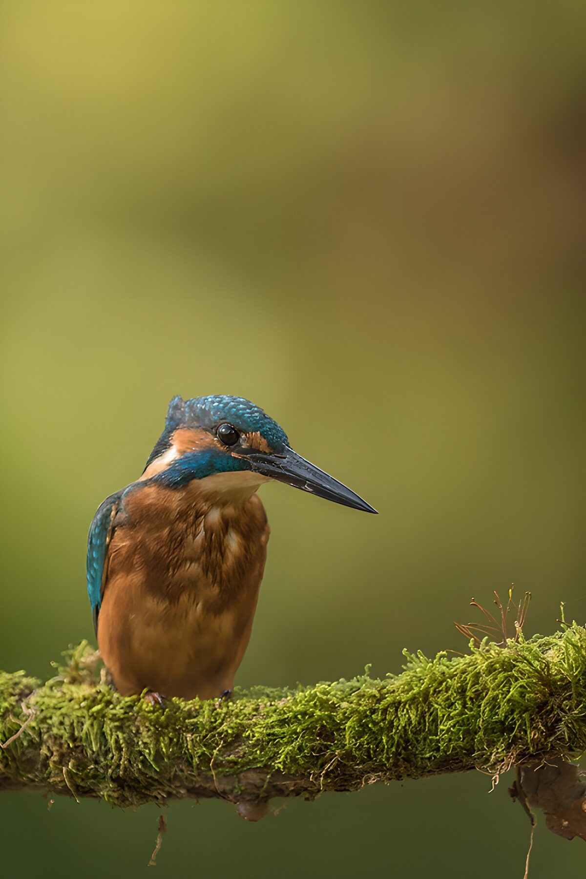 Majestic Kingfisher on Mossy Branch