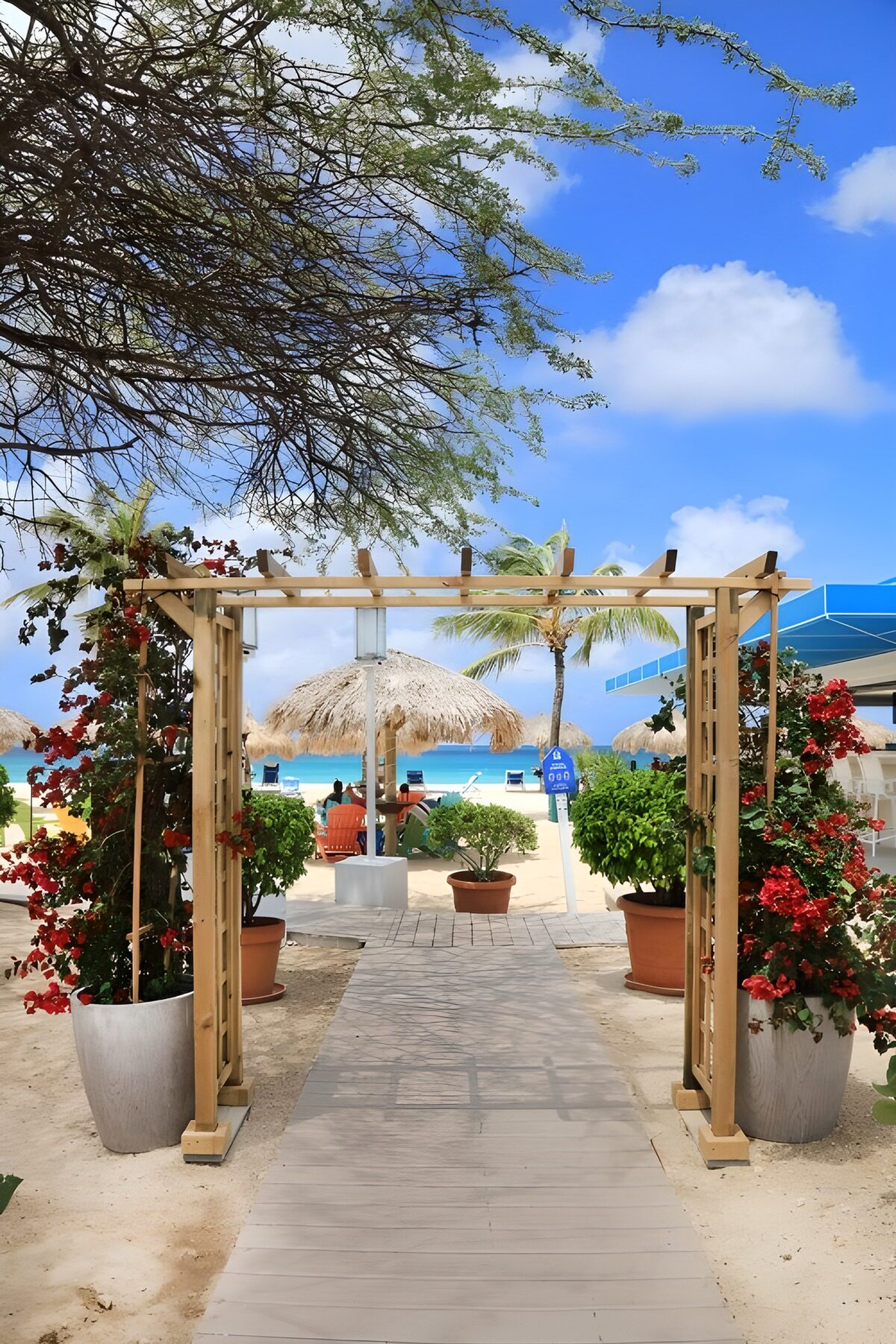Beach Pathway with Floral Arches