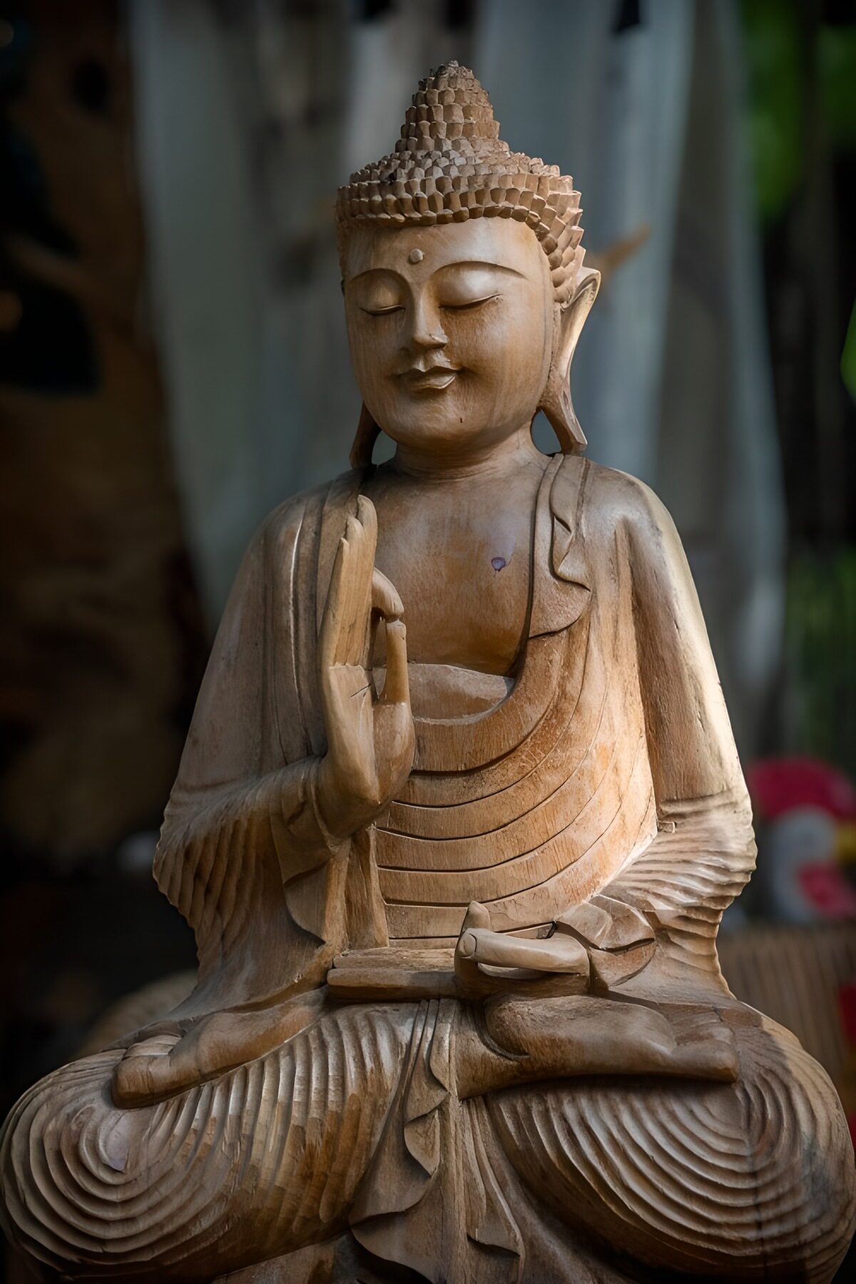 OCCOM7064242: Serene Wooden Buddha Sculpture