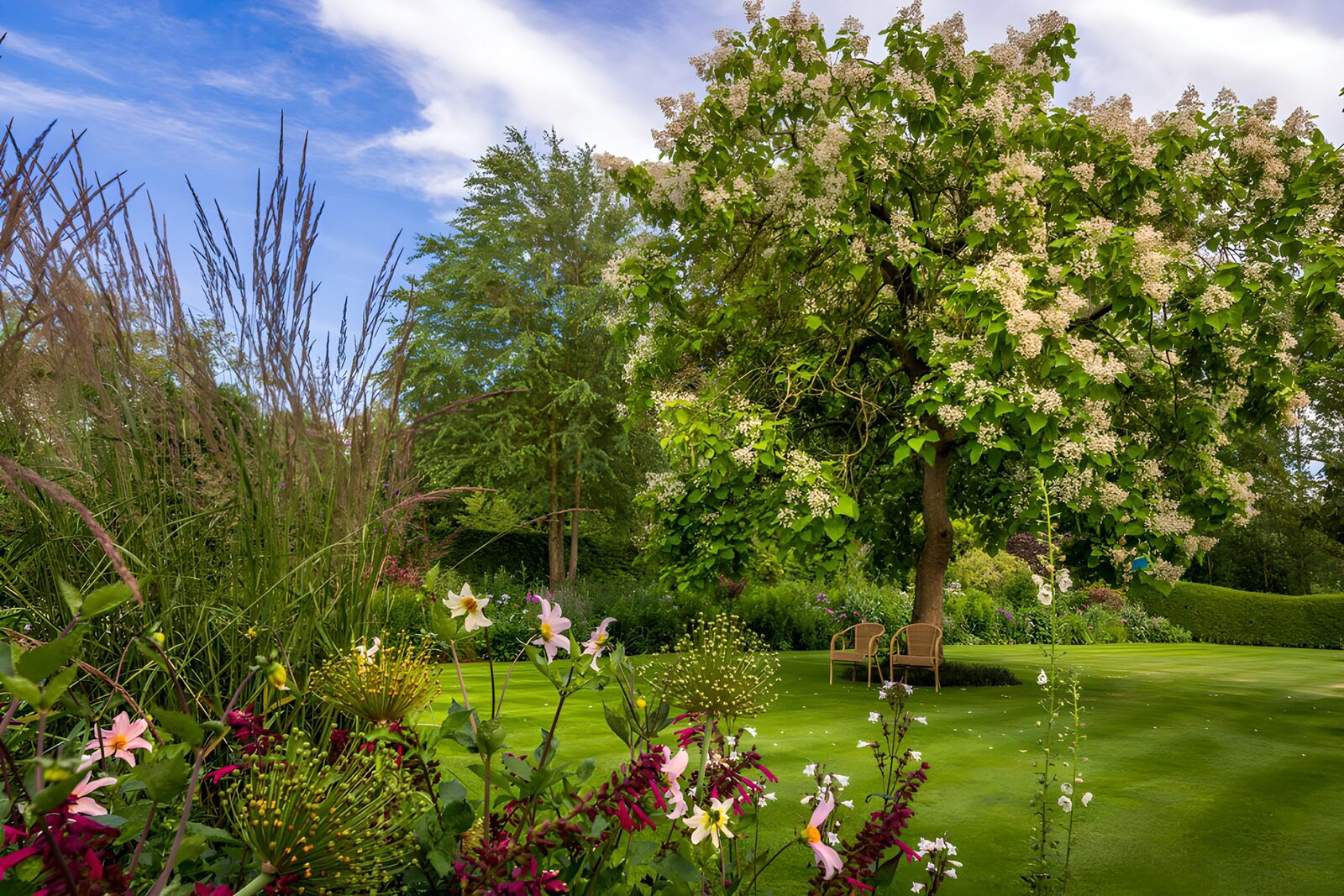 OCCOM3568122: Shaded Garden with Flowering Tree