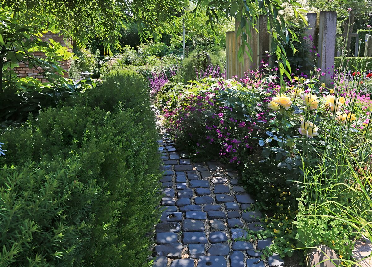 Pathway Through a Colorful Garden