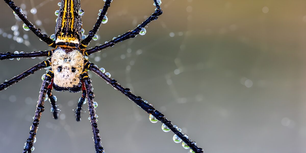Graceful Spider with Dew Drops