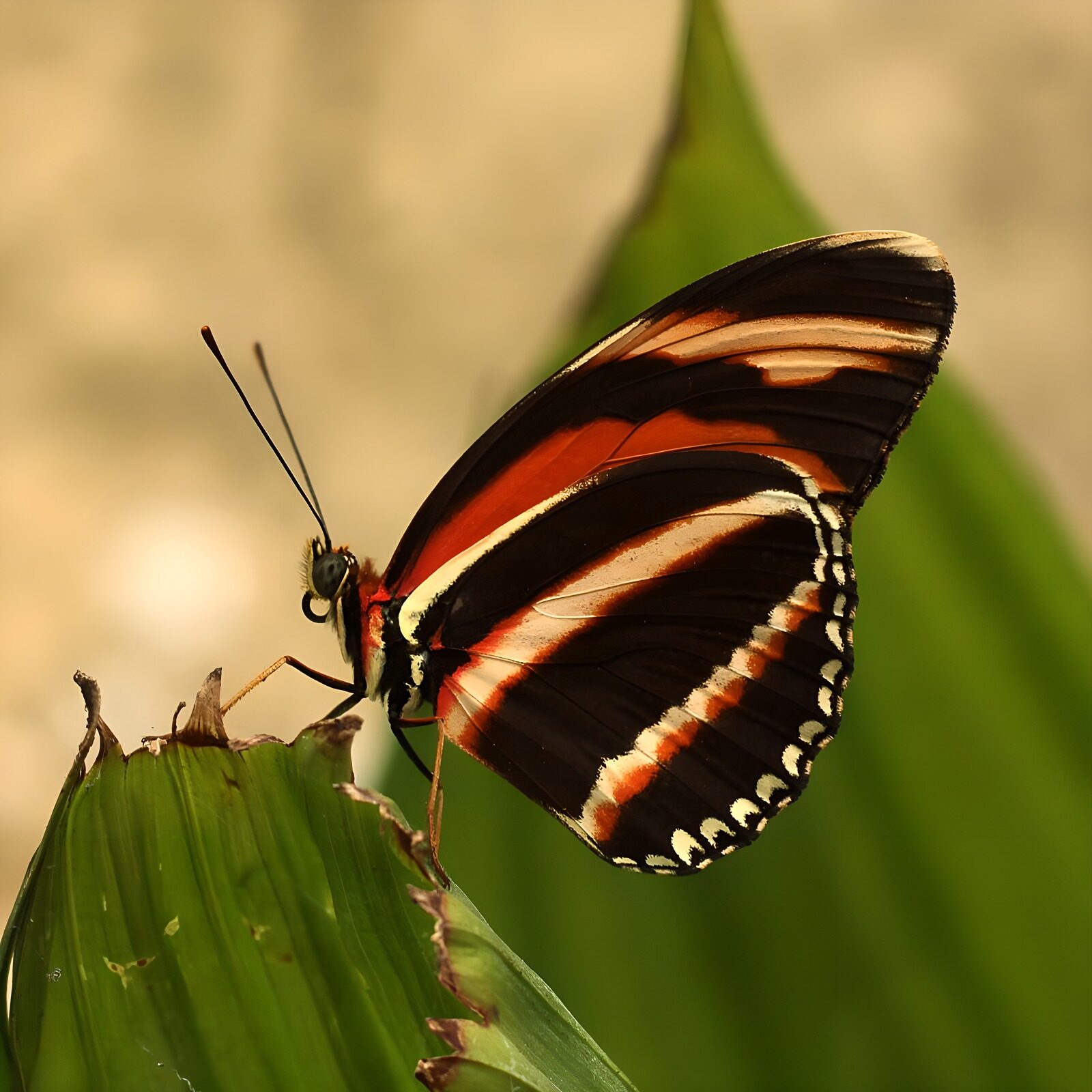 OCCOM7770661: Vibrant Butterfly on Green Leaf