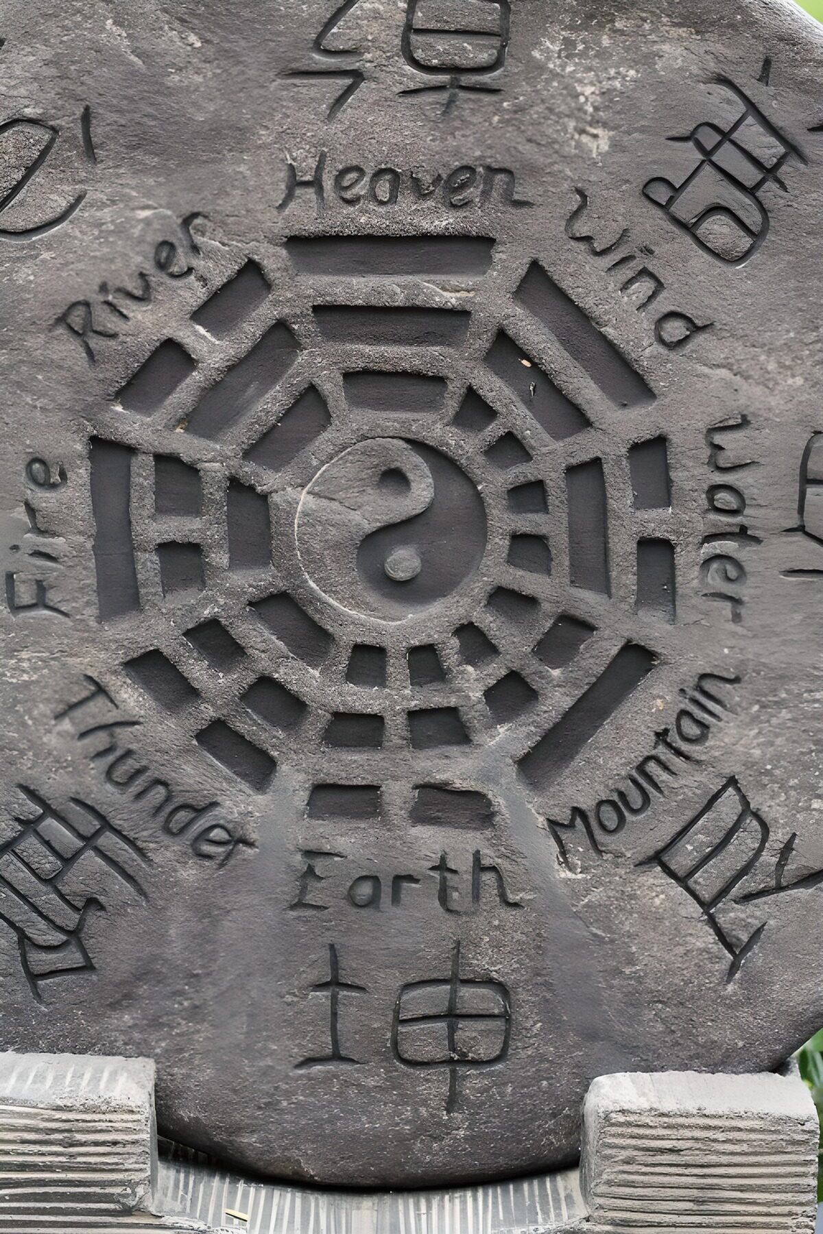 Elements and Yin-Yang Symbol Stone